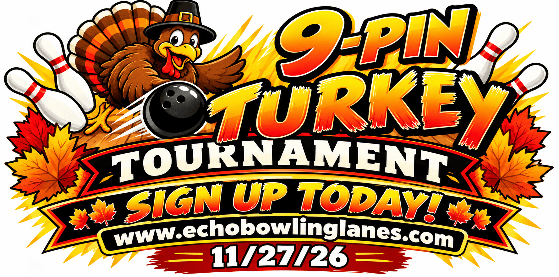 9-Pin Turkey Bowling Tournament flyer - click to register